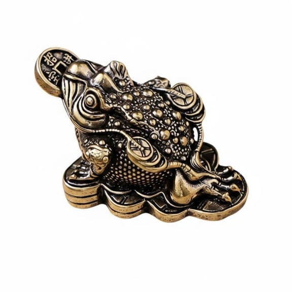 Lazsy Lucky Frog Statue Three Legged Toad Feng Shui Figurine Pure Copper Craftsmanship Desktop Office Living Room Decor