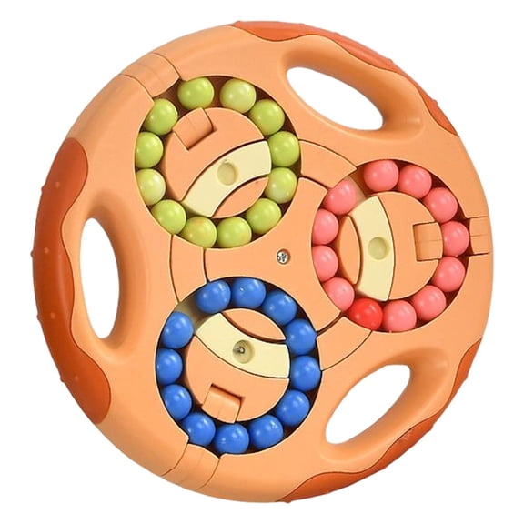 Lazsy Magical Bean Toys Fingertip Decompression for Kids Adults Puzzles Beads Rotating Orange