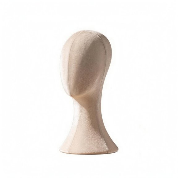Lazsy Mannequin Head Simple Setup Assembly Hat Display Head Stable Base, Apricot, Velvet Short