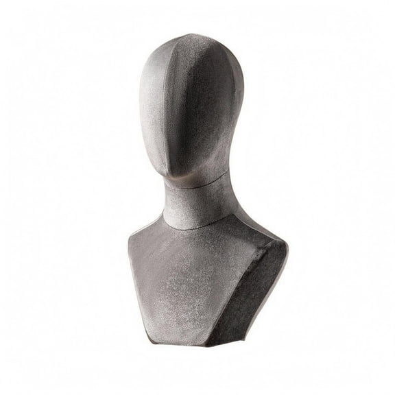Lazsy Mannequin Head Simple Setup Assembly Hat Display Head Stable Base, Gray, Velvet Medium