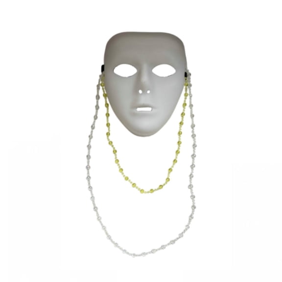 Lazsy Mechanical Dance Face Covering Performance Use Street Dance Face Covering Photo Prop Beaded Chain for Photography