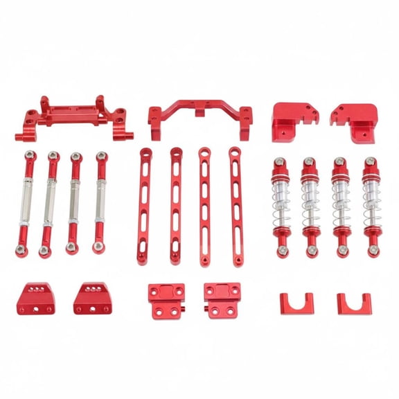 Lazsy Metal 4-Link Shock System Kit Construction RC Car Shocking Absorber Set CNC Machined RC Crawler Shock System Links for Hobbyists, Rough Terrain