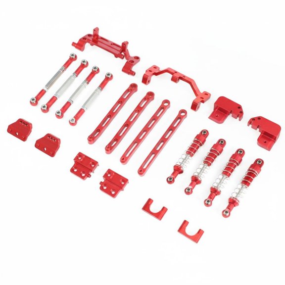 Lazsy Metal 4-Link Shock System Kit Construction RC Car Shocking Absorber Set CNC Machined RC Crawler Shock System Links for Hobbyists, Rough Terrain