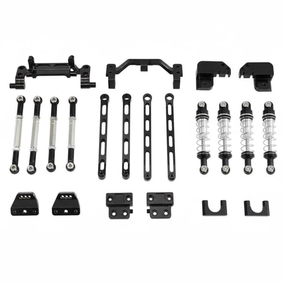 Lazsy Metal 4-Link Shock System Kit Construction RC Car Shocking Absorber Set CNC Machined RC Crawler Shock System Links for Hobbyists, Rough Terrain