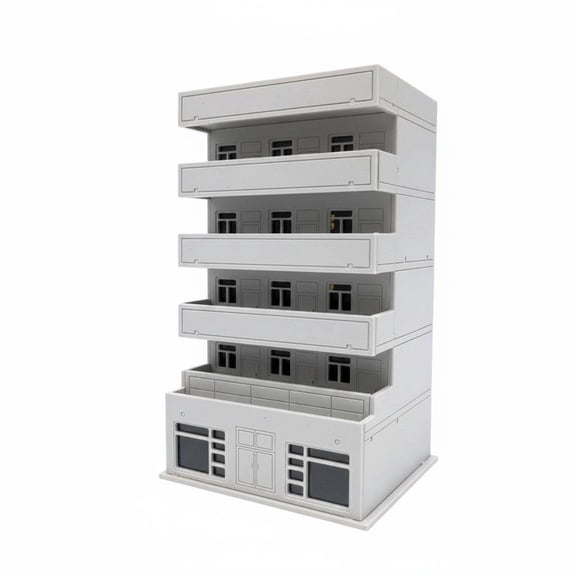 Lazsy Miniature Balcony House Model Easy Assembly Residential Building Model No Glue Needed for Designers, Diorama, Display, Architectural Layout