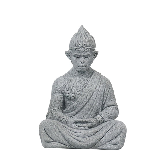 Lazsy Monkey Buddha Statue Sun Wukong Sculpture Collection Lawn Miniature Figurine 10.6x5.5x7.3cm