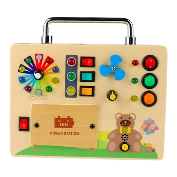 Lazsy Montessori Busy Board with LED Light Educational Switch Toy Sensory Learning Toy D