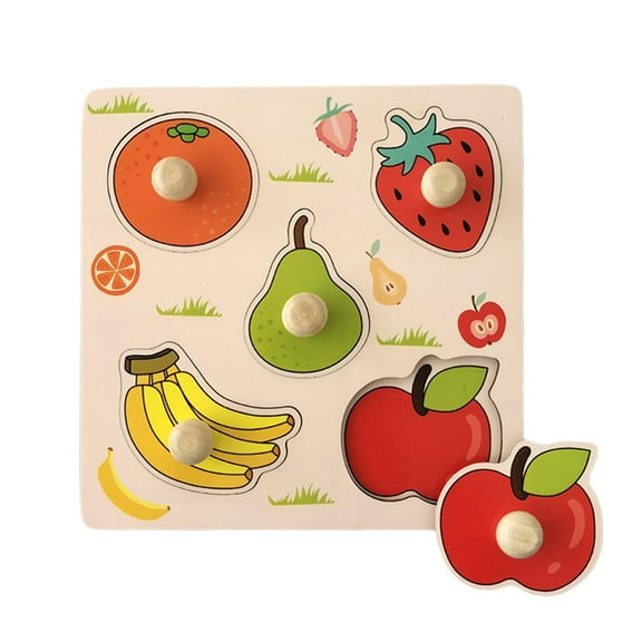 Lazsy Montessori Jigsaw Puzzles Shape Matching Board Fruit