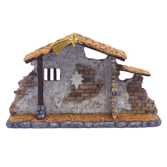 Lazsy Nativity Stable Manger Creche Open Backdrop Design for Arranging Nativity Figurines in Holiday Homes