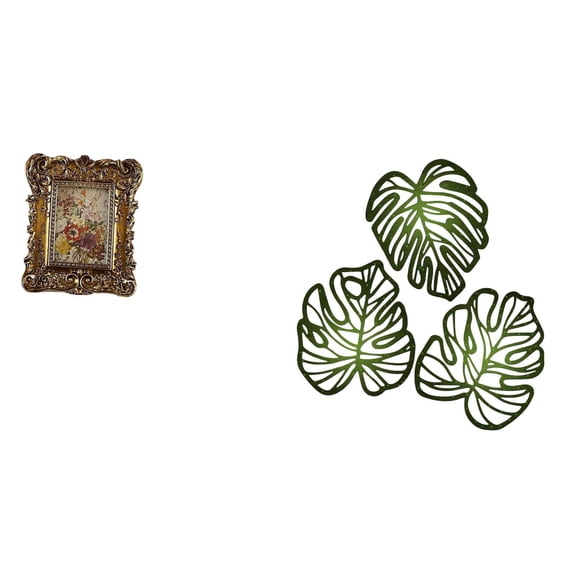 Lazsy Photo Frame Table Picture Frame Palm Leaves Plaque Tropical Wood Wall Decor Resin and Wood Material for Restaurant Bedroom Office Living Room Suitable for Gift Giving Home Decoration