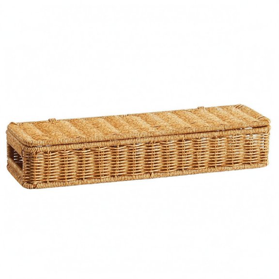 Lazsy Rattan Storage Box with Lid Rattan Storage Box Rectangular Lidded Wicker Basket for Tabletop, Bedside Table, Light Brown B