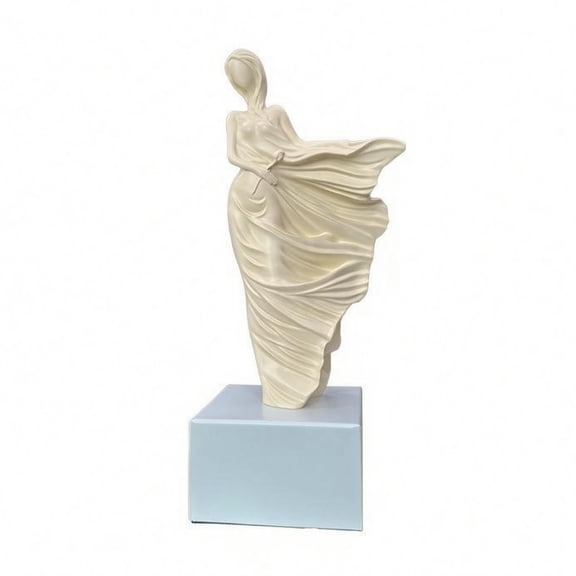 Lazsy Resin Dancer Sculpture Minimalist Abstract Dancer Figurine Freestanding Modern Female Statue, Cream