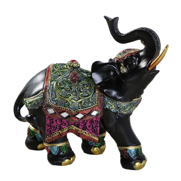 Lazsy Retro Elephant with Trunk Up Statue and Sculpture Animal Resin Animal Feng Shui Ornaments Home Nightstand Desktop Decoration Adults Gift Right