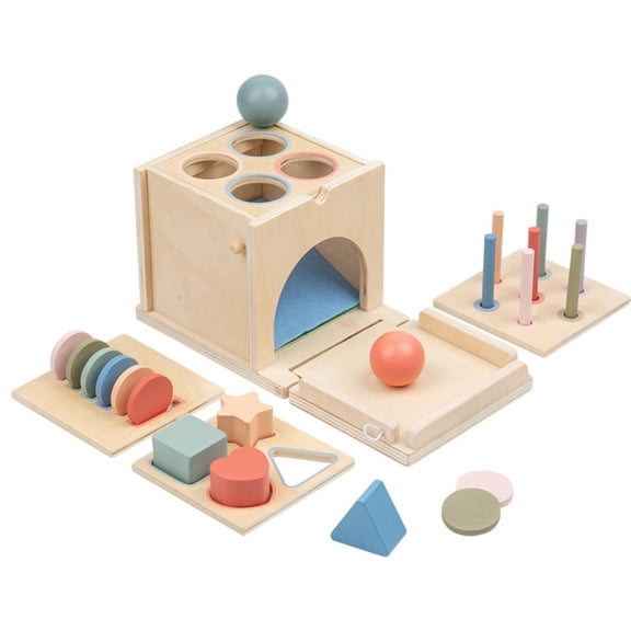 Lazsy Shape Sorting Cube Wooden Box Toddler Toy Pastel Colors for Fine Motor Skills Preschool Classroom Use