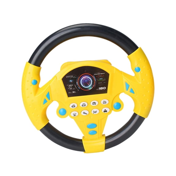 Lazsy Simulated Steering Wheel Toy Portable Educational Learning Toy with Suction Cup Electric Wheel Toy for Jungle Gym Outdoor Holiday Gifts