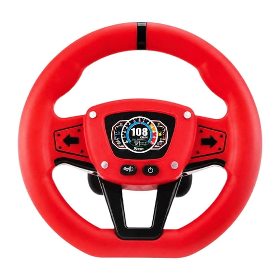 Lazsy Simulated Toy Steering Wheel, Toy Driver with Sound, Small Electronic Simulation Red