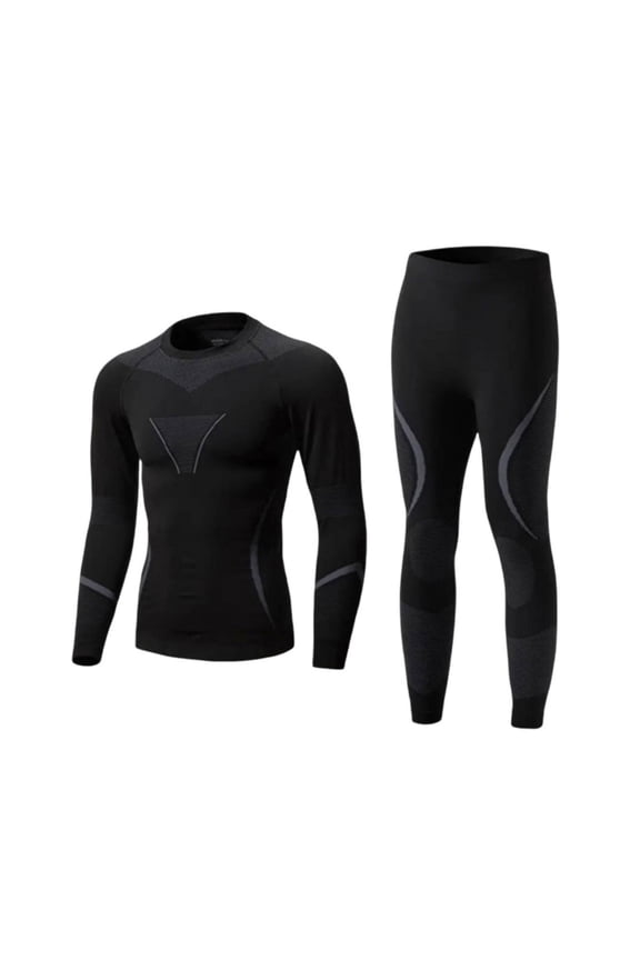 Ski Underlayer Layer Set Moisture Wicking Thermal Base Layer Set Breathable Seamless Compression Underwear for Mountaineering, Run, Black Grey