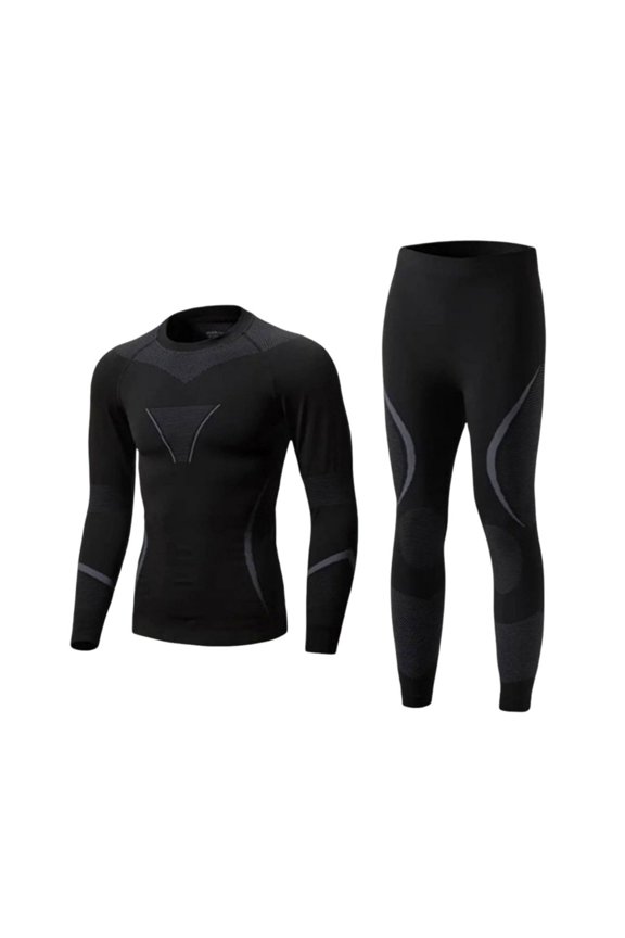 Ski Underlayer Layer Set Moisture Wicking Thermal Base Layer Set Breathable Seamless Compression Underwear for Mountaineering, Run, Black Grey