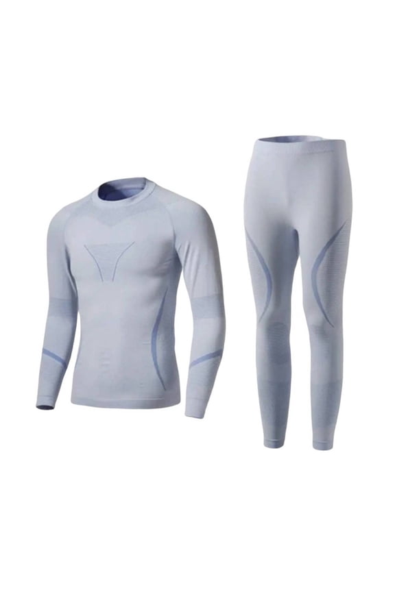 Ski Underlayer Layer Set Moisture Wicking Thermal Base Layer Set Breathable Seamless Compression Underwear for Mountaineering, Run, White Blue