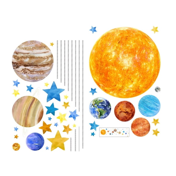 Lazsy Solar System Space Wall Stickers Space Planet Decals Sticker Decor for Kids Room