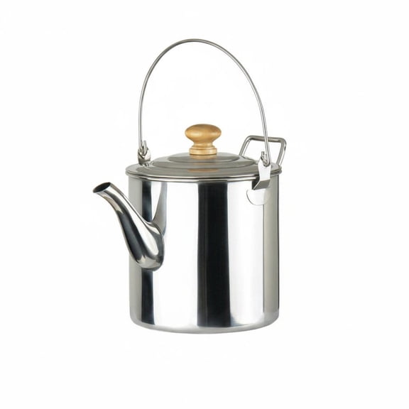 Lazsy Stainless Steel Campfire Kettle Portable Outdoor Tea Pot Wooden Knob Lid Camping Water Boiling Pot for Backpacking