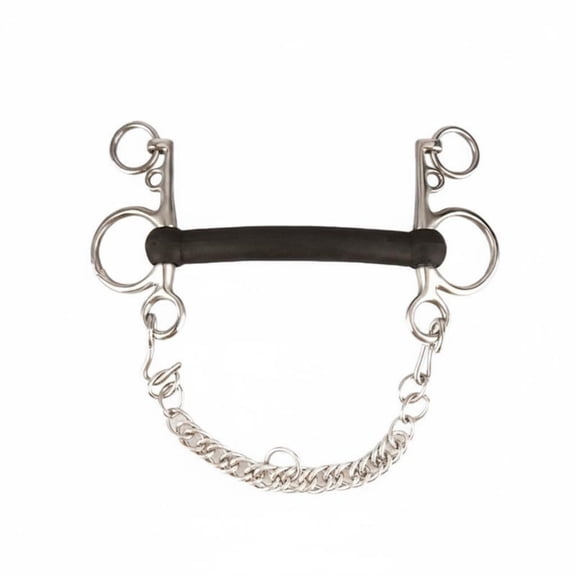 Lazsy Stainless Steel Pelham Curb Strap Chain Pelham Horse Bit Straight Mouth Bar Equestrian Gear, 130