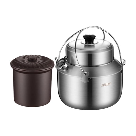 Lazsy Stew Cooker Simmer Pot with Inner Liner Heat Resistant Portable Cooking Pot Slow Silver