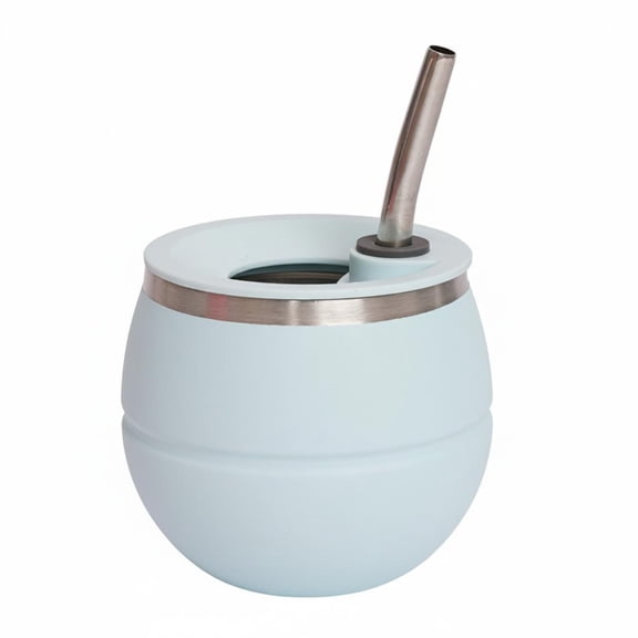 Lazsy Straw Tumbler Insulated Mate Cup 304 Stainless Steel Curved Metal Straw 200 Ml for Students Commuters and Travelers