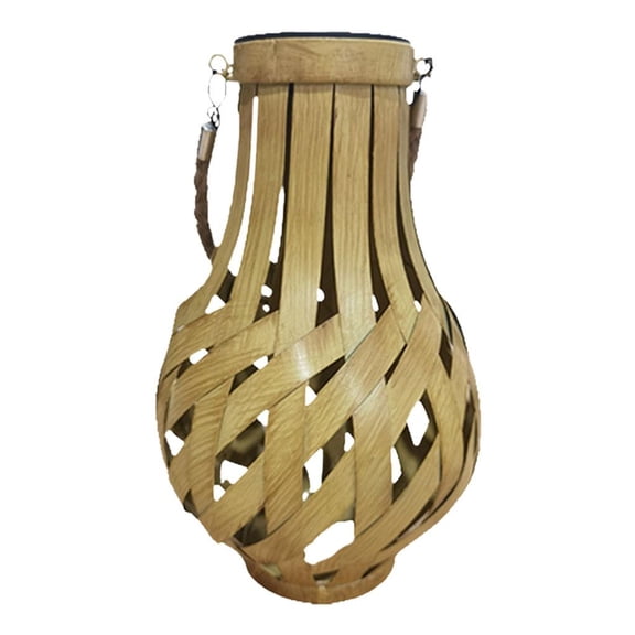 Lazsy Vintage Bamboo Lantern Hand Woven Hanging Tea Light Candle Holder with Handle