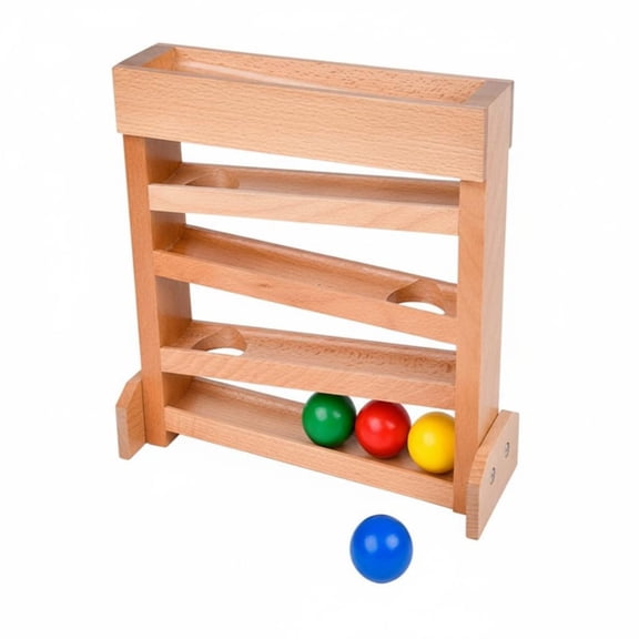 Lazsy Visual Tracker Ball Track Toy Wooden Rails Color Sorting Engages Fine Motor Skills for Toddlers Ages 1 to 3 at Home or Preschool
