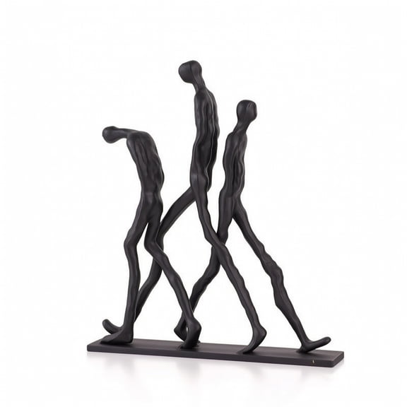 Lazsy Walking Man Abstract Sculpture Metal Figurine Slim Profile Base for Console Table Office Desk Reception Area