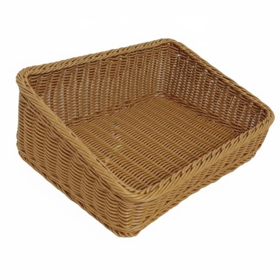 Lazsy Wicker Look Display Basket Slanted Organizer Bin High Back Low Front Design Easy Access Retail Produce Stand Use