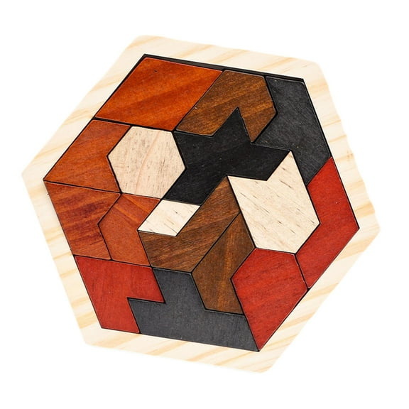 Lazsy Wooden Block Puzzle Logical Game Gift Challenging,Color Perception,Shape Pattern 16 Blocks