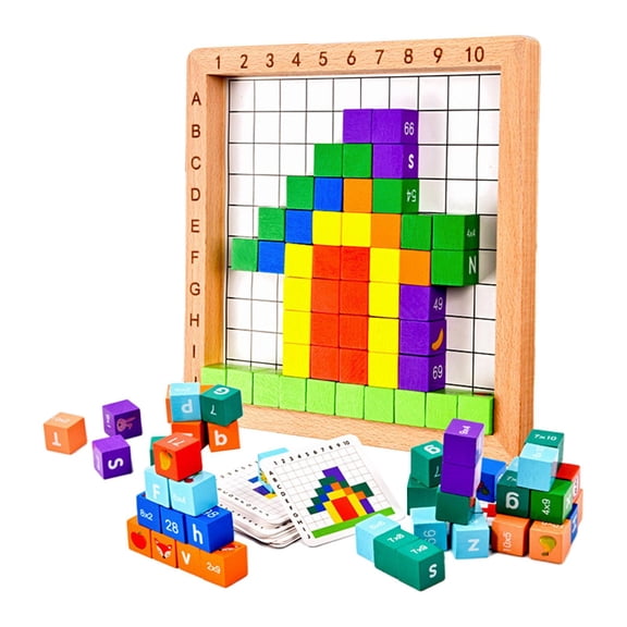 Lazsy Wooden Building Blocks Counting Blocks Cubes Color Sorting Preschool Square Cube