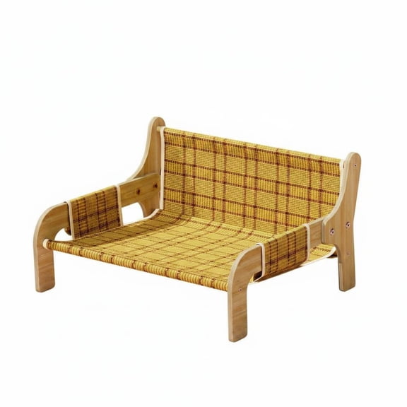 Lazsy Wooden Cat Sofa Wear-Resistant Cat Lounge Chair Four-Season Raised Pet Couch for Cats, Indoor