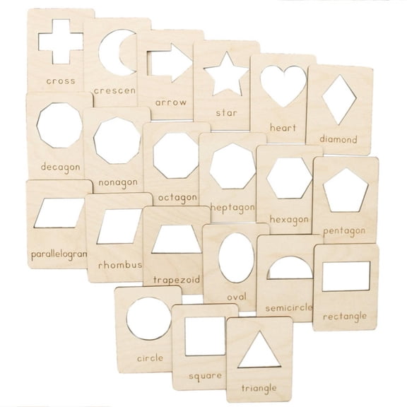 Lazsy Wooden Shape Templates Stencil Cards Learning Boards Durable Wood Design for Preschool Tracing Practice for Kids and Classrooms