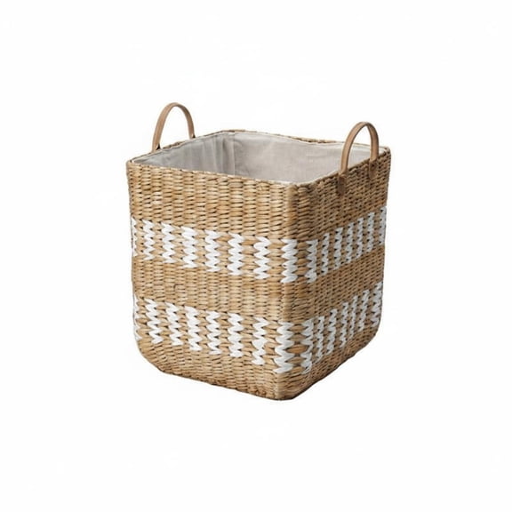 Lazsy Woven Laundry Hamper Large Capacity Basket with Handles Multi-Use Decorative Hamper for Washroom