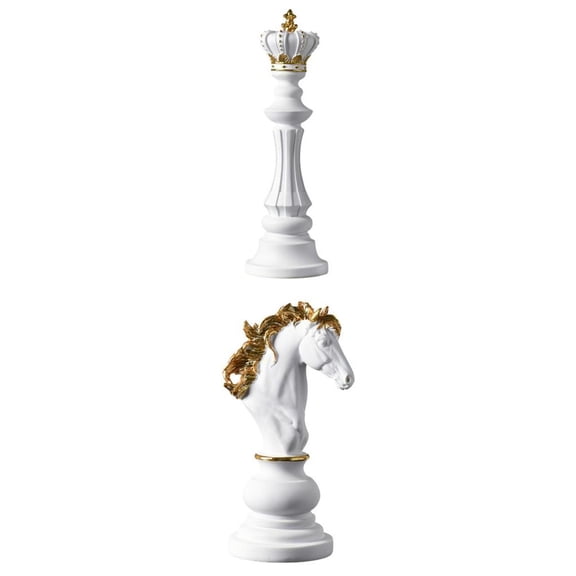 Lazsy bhuuno 2x Chess Pieces Statue Sculpture Craft Home Decor Table Decoration