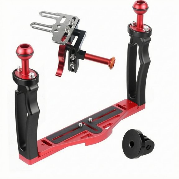 Lazsy double Hand Grip Camera Rig Aluminum Alloy Underwater Camera Bracket Adjustable Photo Gear, Multi Handheld a