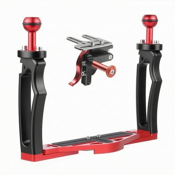 Lazsy double Hand Grip Camera Rig Aluminum Alloy Underwater Camera Bracket Adjustable Photo Gear, Multi Handheld