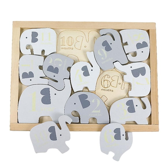 Lazsy segolike 12x Animal Wooden Elephant Puzzle Preschool Learning Gift Math Stacking