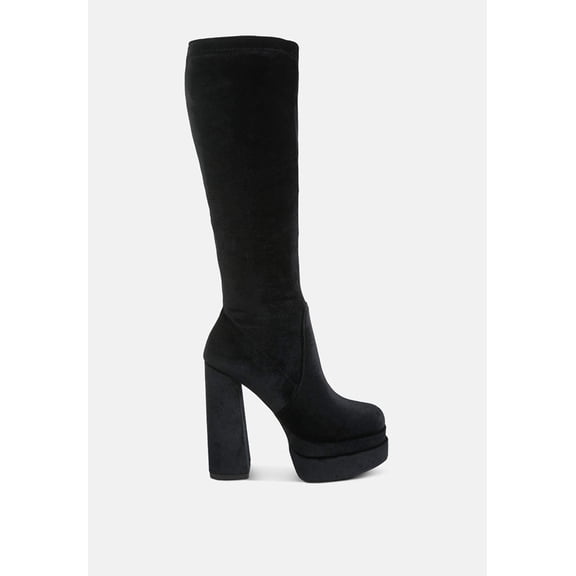 Lazuli High Block Heel Velvet Boot