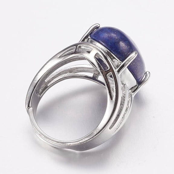 Lazuli Oval Copper Ring White K color plating Elegant and mysterious combination Suitable for women