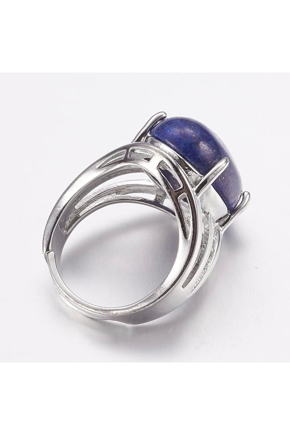 Lazuli Oval Copper Ring White K color plating Elegant and mysterious combination Suitable for women