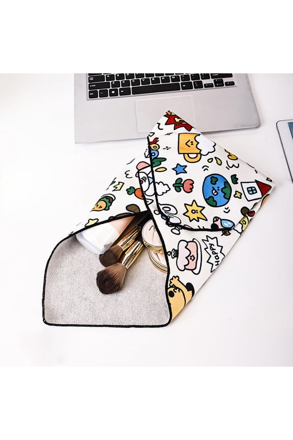 Lazy Adhesive Wrap Makeup Bag, Foldable Cosmetic Pouch, Travel Accessory Organizer Water Stain Proof Reusable Lightweight Portable Multi-Purpose for Makeup Brushes Electronics Cable Jewelry Storage