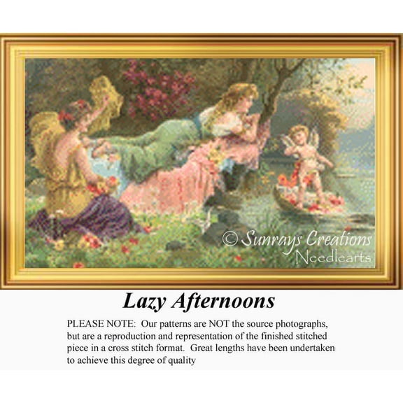 Lazy Afternoons, Vintage Counted Cross Stitch Pattern (Pattern Only, You Provide the Floss and Fabric)