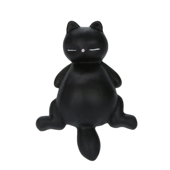 Lazy Black Kitty Stress Ball, Velvety-Smooth Anxiety Relief Fidget Ball for Adults, 2.8-Inch Aromatherapy-Free Squeeze Ball for Office Desk or Home Decor