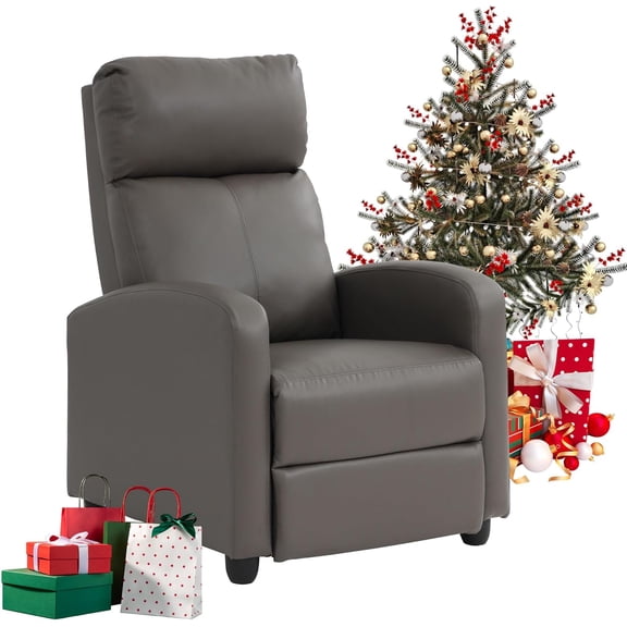 Lazy Boy Recliner Chair - Adjustable PU Leather Single Sofa, Upgraded Footrest, Small Recliner for Small Spaces, Living Room, Bedroom, Grey