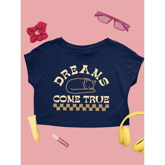 Lazy Cat Dreams Come True Crop Tee Women's -SelectDesign Designs