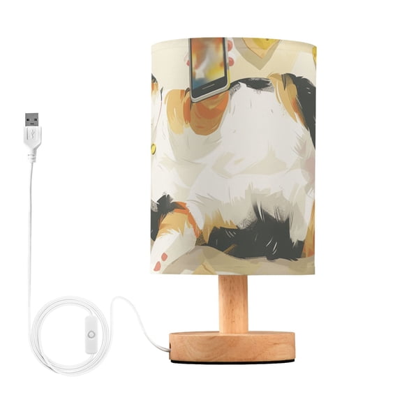 Lazy Cat Table Lamp for Desk Nightstand Lamp with USB Modern Gifts for Bedroom Living Room Kids Room